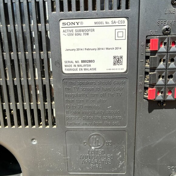 Sony SACS9 Active Subwoofer 10in Black SA-CS9 - Picture 7 of 10